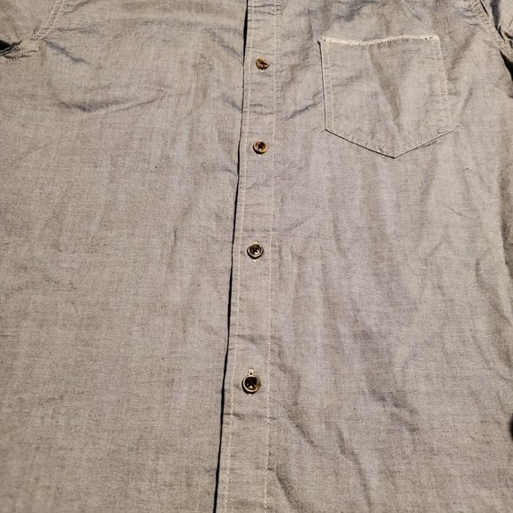 Scotch & Soda Small Long Sleeve Button-down Cotton Blue Frayed Banded Collar - Picture 8 of 9